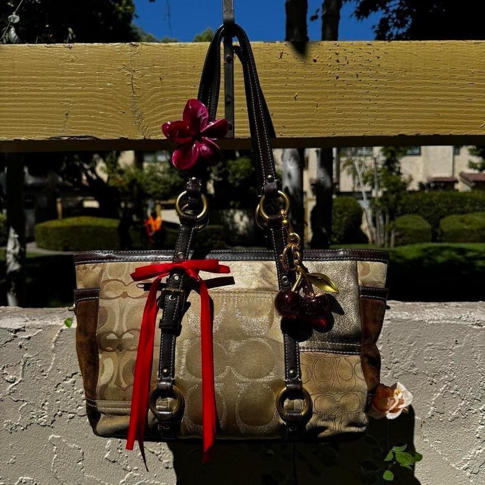 Y2k Brown Coach Patchwork Tote - image 1